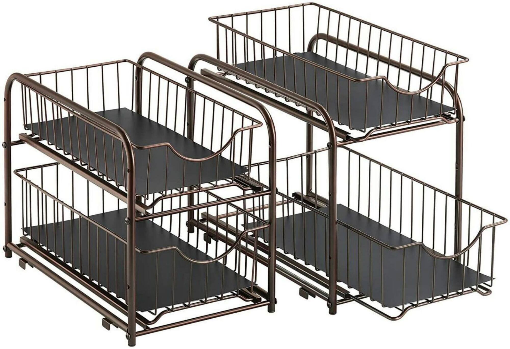 2-Tier Stackable Sliding Basket Cabinet Organizers